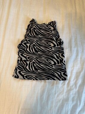 Free People Black and Gray Zebra Print Crop Tank